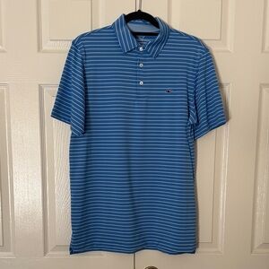 Vineyard Vines Men's Polo in Blue and White Stripes